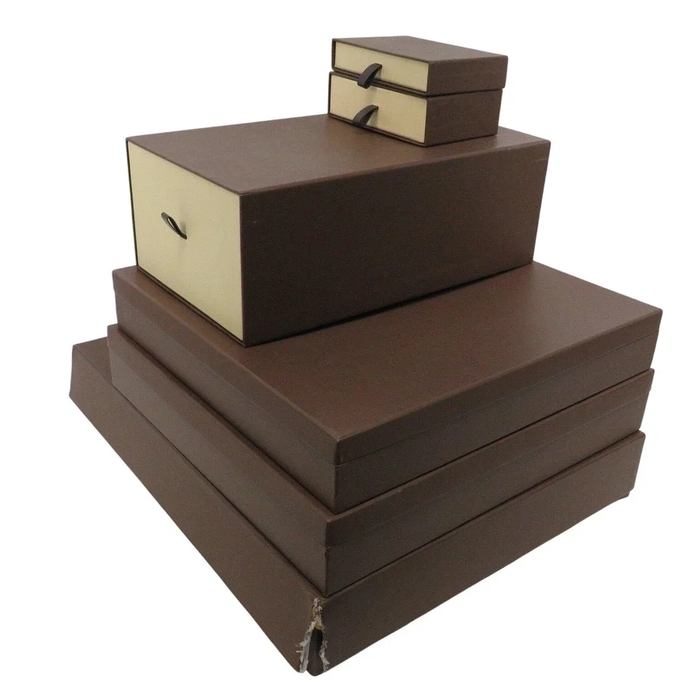 Authentic Louis Vuitton Brown Magnetic Drawer Gift Boxes Lot of 5 – Various Size